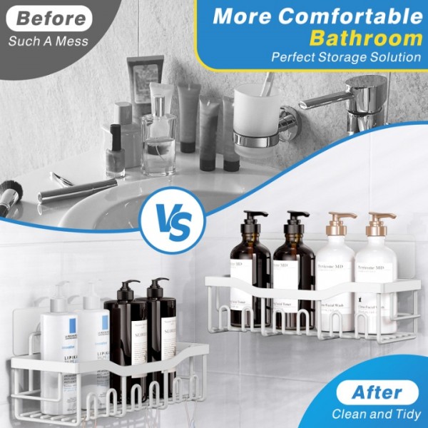 Shower Caddy 5 Pack,Adhesive Shower Organizer for Bathroom Storage&Home Decor&Kitchen,No Drilling,Large Capacity,Rustproof Stainless Steel Bathroom Organizer,Shower Shelves for Inside Shower