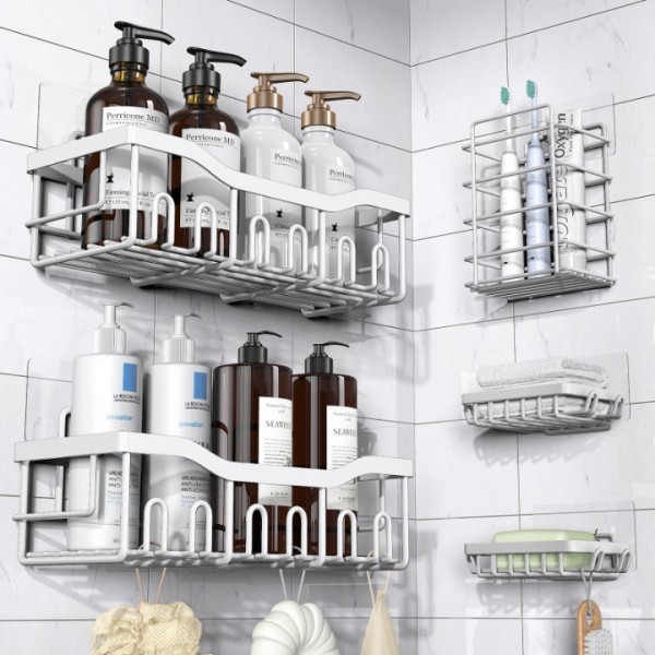 Shower Caddy 5 Pack,Adhesive Shower Organizer for ...