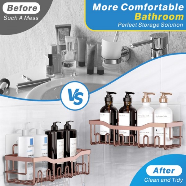 Shower Caddy 5 Pack,Adhesive Shower Organizer for Bathroom Storage&Home Decor&Kitchen,No Drilling,Large Capacity,Rustproof Stainless Steel Bathroom Organizer,Shower Shelves for Inside Shower