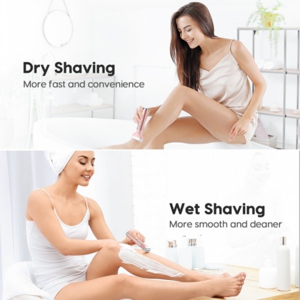 Women Electric Shaver Rechargeable Razor for Women 4 in 1 Waterproof Painless Epilator Nose Hair Removal Remover Facial Body Bikini Eyebrow Beard Sideburn Mustache Trimmer Clipper Lady Grooming Kit