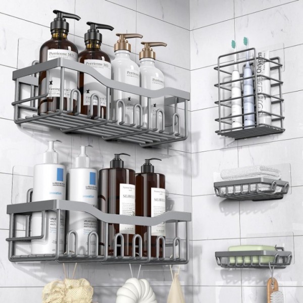 Shower Caddy 5 Pack, Adhesive Shower Organizer for...